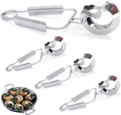 Set van 4 Mini Keuken Tangen van RVS, Anti-verbrand Snail Tangen voor Koken en Serveren, Ideaal voor Thuis en Restaurantgebruik