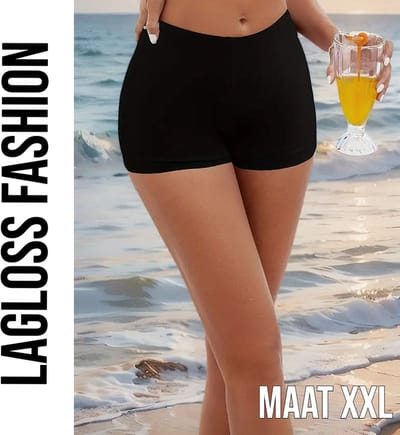 LaGloss® Afslankende Dames Zwembroek Zwart – Hoog Taille Badmode Short – Maat XXL