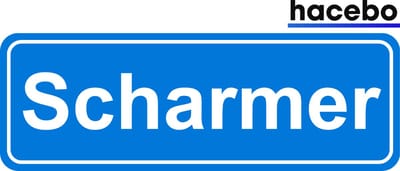 Hacebo - Plaatsnaam Sticker - 29x10 CM - Scharmer sticker - Verkeersborden sticker - grappige cadeaus - Scharmer