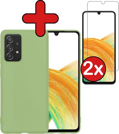 Hoesje - Met 2x Screenprotector - Geschikt voor Samsung Galaxy A33 - Sterk & Shockproof - Telefoon Hoes - Back Cover - Siliconen Case - Telefoonhoes - Groen