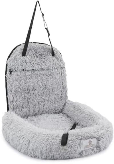 Honden Autostoel - Hondenbed Auto - Veilig Reizen - 2-in-1 Orthopedisch - 50 x 79 cm - Lichtgrijs