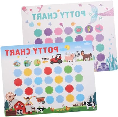 Potty Training Stickers - Beloningskaarten Kinderen - Zindelijkheidstraining Stimuleren - Vrolijke Thema Ontwerpen - 25.5 x 20.5 cm - Gemengde Kleuren