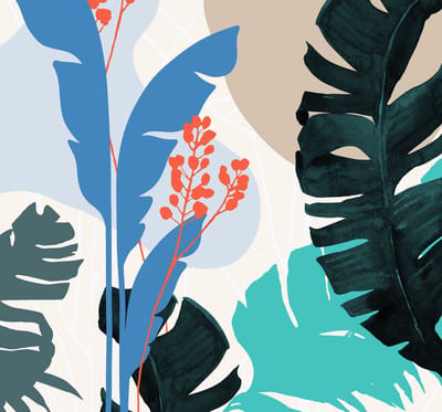 Fotobehang - Tropical Shapes 300x280cm - Vliesbehang