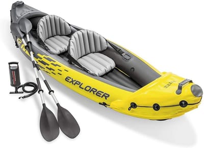 Intex Explorer K2 Yellow Inflatable Kayak for 2 Persons, with Aluminium Oars & Air Pump