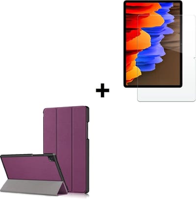 Samsung Galaxy Tab A7 2020/ 2022 Hoesje - 10.4 inch -Samsung Galaxy Tab A7 2020/ 2022 Screenprotector - Samsung Tab A7 Tri Fold hoes Paars + Screenprotector