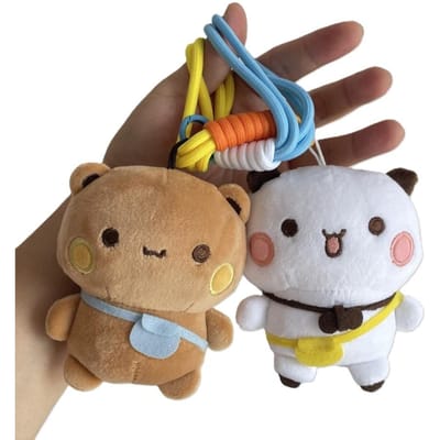 Porte-clés Peluches Mignonnes Bubu Dudu Peluche Murale Panda Kawaii Marionnette Poupée Ours Moelleux Pendentif Sac Doux Cadeaux d'Anniversaire pour Couple gray