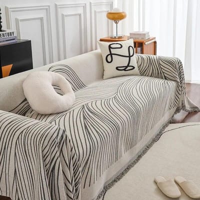 Gestreept Banklaken Seizoensgebonden Universeel Chenille Drapé Hoes Doek Handdoekhoes Combinatie Stofdicht Huishouden Rugleuning Handdoek 180x130cm1pcs
