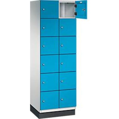 C+P Cambio lockerkast, 2 vakken, 12 vakken, met plint, B 600 x D 525 x H 1980 mm, lichtgrijs/lichtblauw