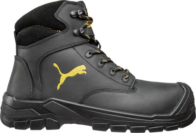 PUMA Borneo Black Mid 630411-42 Hoge veiligheidsschoenen S3 Schoenmaat (EU): 42 Zwart, Geel 1 stuk(s)