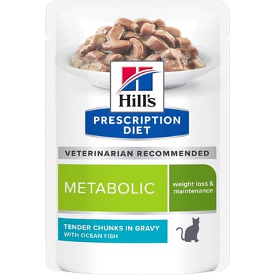12x 85g Hill's Prescription Diet Feline Metabolic met Zeevis nat kattenvoer