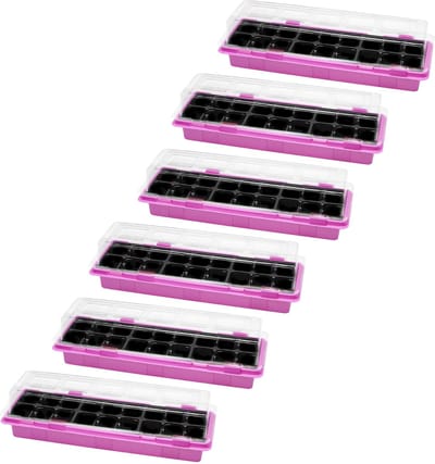 Garronda Kweekset Kweekpotten met schotel - Kamerplanten – Roze (6 stuks) - GD-VE-Greenhouse
