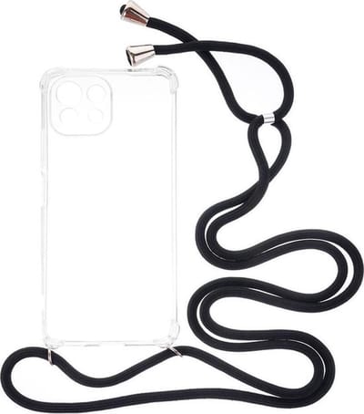 Shop4 - Geschikt voor Xiaomi Mi 11 Lite Hoesje - Zachte Back Case met Koord Zwart