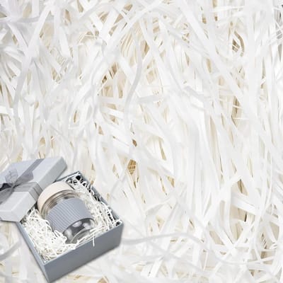 Allecto Plus - Premium Geschenkverpakking Vulling Raffiabast - Wit - Decoratie - Geschenkdoos - Raffia Vulmateriaal - Raffia Hamper Shreds.