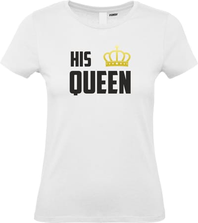 Dames T-shirt HIS QUEEN | valentijn cadeautje voor hem haar | valentijn | valentijnsdag cadeau | Wit dames | maat XS