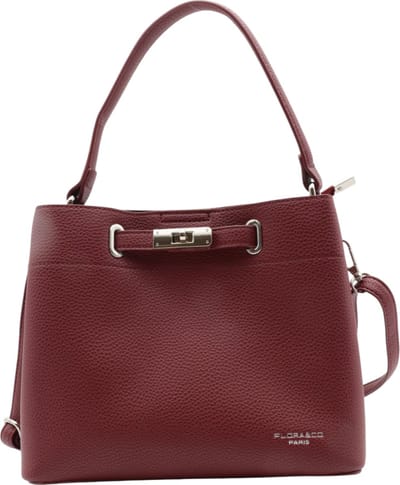 Flora&Co - trendy Handtas - 3 vakken - bordeaux