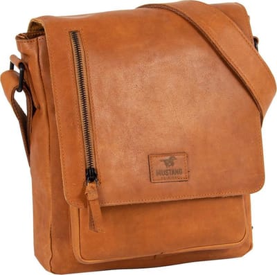 MUSTANG Leren Schoudertas San Marino Crossbody Bag Cognac Bruine