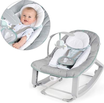 Elektrische Schommelstoel Baby – Wipstoel – Schommelzitje – Baby Swing – Met Speelboog – Verwijderbare Steun – 3 Instelbare Modi – Grijs/Wit