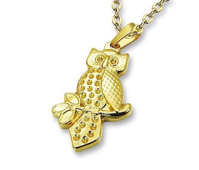 Amanto Ketting Dijara G - 316L Staal Goudkleur - Uil - 35x19mm - 50cm