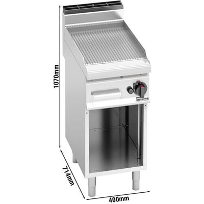GGM Gastro Gas Bratplatte - 6,9 kW - Gerillt Zilver