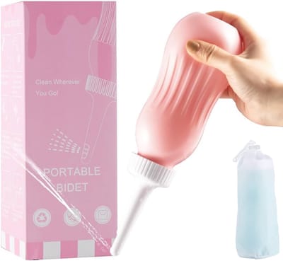 peri bottle-bidet-bidet sproeier-Draagbare bidetsproeier-peri bottle postpartum-Met reistas, geschikt voor zelfreiniging van het toilet-roze