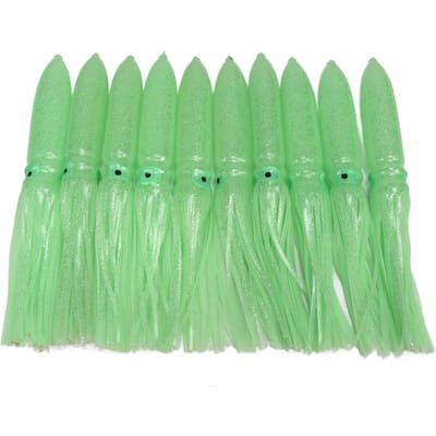 10 Stuks Inktvis Lure 30cm Siliconen Levensecht Lichtgevend Inktvis Rok Vissen Aas met Haak Transparant groen