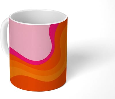 Mok - Koffiemok - Retro - Waves - Kleurrijk - Mokken - 350 ML - Beker - Koffiemokken - Theemok
