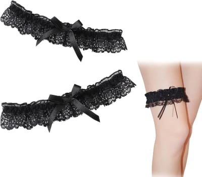 Lace Garter Set voor Bruiden, Perfect voor Trouwen, Dagelijks Gebruik en Dansen, 2 Stuks (Zwart)