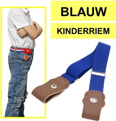 Fako Fashion - Kinderriem Zonder Gesp - Gespvrije Riem Kinderen - Elastische Riem - Rekbare Riem - Broekriem Zonder Gesp - Stretch Riem - Blauw
