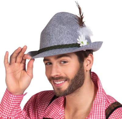 Verkleed hoedje voor Oktoberfest/duits/tiroler - grijs - volwassenen - Carnaval