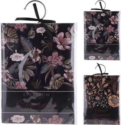 Geurzakje - 0everglow zwart met bloemen - assorti - 3 stuks - geurzakjes voor kledingkast - geurzakjes