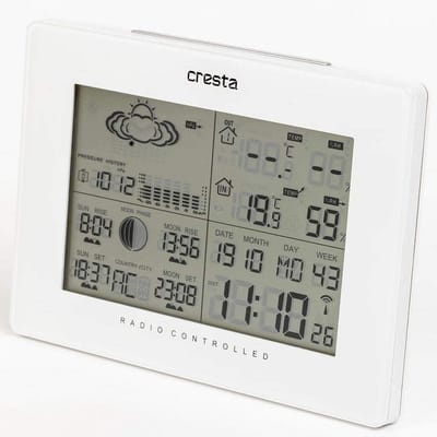 Weerstation - Buitensensor Klok - Weersvoorspelling Binnen - 24 Uur Historie - 17x4x12 cm - Wit