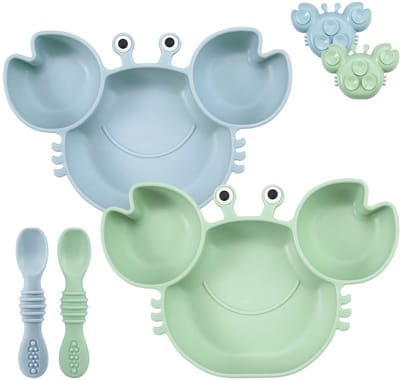 Unyqoos ® Babyvoedingsset van 2 stuks met antislip borden en lepel voor peuters