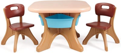Kinder Tafel Set - Peuter Bureau - Knutselen Spelen - Met Opbergbakken - 70x70x50cm - Bruin