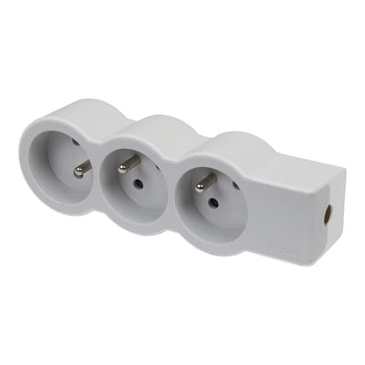 Legrand Standaard Contactdoos 3x2P Met Randaarde Zonder Snoer Wit-Grijs (Europese Stekkerdoos) - 049496 [10 stuks]