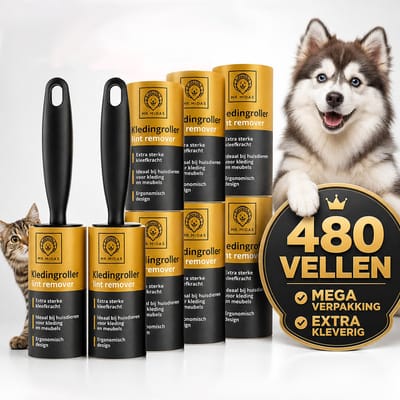 Kledingroller - 480 kleefvellen - kleefroller - kattenhaar verwijderaar - pluizenroller - kledingborstel - ontpluizer - pluisjes - pluizenverwijderaar - plakroller - lint roller - kleding - hondenhaar - ontpiller - pluisroller - stofroller - cat hair