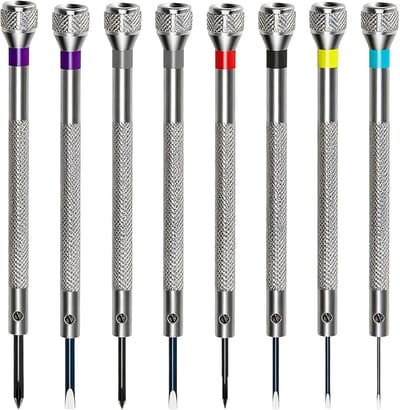 Precisie Schroevendraaiers - Mini Gereedschap - Kleine Reparatie - 8 Delige Set - 0.6-1.6 mm - Zilver