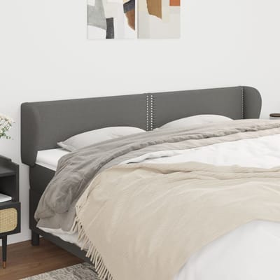 vidaXL - Hoofdbord - met - randen - 183x23x78/88 - cm - stof - donkergrijs