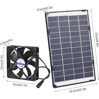 Mini Ventilateur Solaire 6W 12V Ventilateur d'Évacuation Solaire Mini Ventilateur pour Petite Maison d'Animal Domestique Chenils Poulaillers Serre