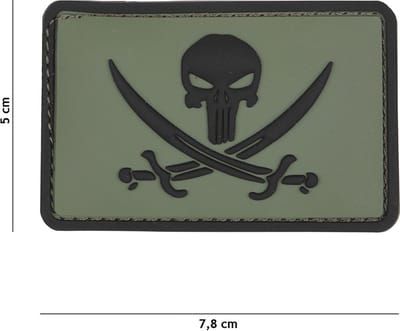Embleem 3D PVC Punisher pirate groen