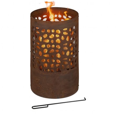 vuurkorf met vonkenscherm - pook - 60 x 37 cm - buiten - bruin