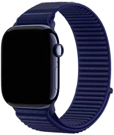 Stravo Elastisch Nylon horlogebandje met geribbelde structuur – Geschikt voor Apple Watch 42mm (Series 11/10), 41mm (Series 9/8/7), 40mm (Series 6/5/4, SE 1/2/3), 38mm (Series 3/2/1) – Nylon 'Wave' bandje – Donkerblauw