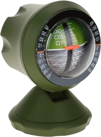 Auto Inclinometer - Hellingsmeter Balancer - Wegomstandigheden Leren - Hoge Gevoeligheid - 8 x 5.5 cm - Legergroen