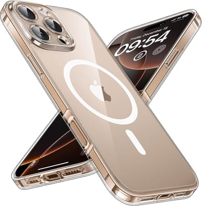 voor iPhone 16 Pro Case Compatibel met MagSafe, Volledige Camerabescherming, Wordt nooit geel, Schokbestendig Anti-vingerafdruk Anti-slip Dunne Slagvaste Hoes 6,3-Inch, Transparant