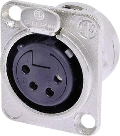 Neutrik NC4FD-L-1 XLR-connector Flensbus, contacten recht Aantal polen: 4 Zilver 1 stuk(s)