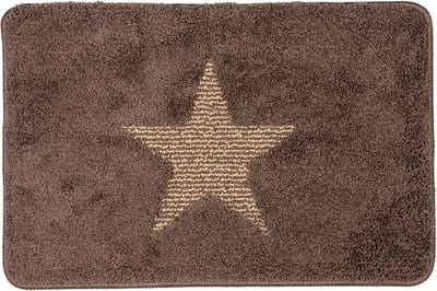 Clayre & Eef Badmat 58x38x2 cm Bruin Polyester Ster