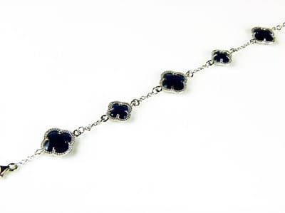 model 5 fiori armband in zilver donkerblauw