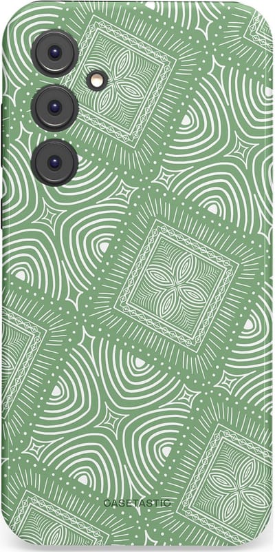 Casetastic Hoesje Geschikt voor Samsung A35 - Stijlvolle Beschermende Duo-layer Case - Groene Mandala