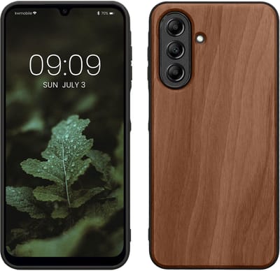 kwmobile telefoonhoesje geschikt voor Samsung Galaxy A26 5G - Hoesje met bumper in donkerbruin - Backcover - hout