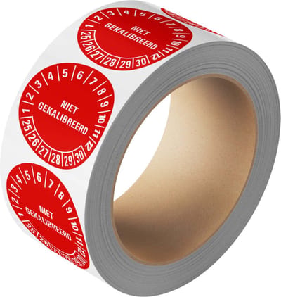 Niet gekalibreerd keuringssticker 25-30 - rood - 25 meter op rol 20 mm - 1150 per rol