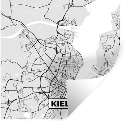 Muurstickers - Sticker Folie - Stadskaart - Duitsland - Plattegrond - Kiel - Kaart - 100x100 cm - Plakfolie - Muurstickers Kinderkamer - Zelfklevend Behang XXL - Zelfklevend behangpapier - Stickerfolie
